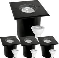JNR 4 lauko grindų prožektorių rinkinys, pasukamas, GU10, IP67, atsparus vandeniui su LED, 5 W, 3000 K, šiltai balta, įleidžiamas grindų prožektorius, lauko 230 V grindų žibintai, juodos spalvos