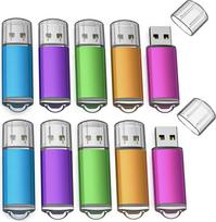 JOIOT USB atmintinės, 16GB, daugiapakė, 10 vnt. po 16GB, metalinės, atsparios vandeniui, USB 2.0, didelės spartos atmintinės, suderinamos su stacionariais kompiuteriais, nešiojamaisiais kompiuteriais, automobiliais ir televizoriais, 10 vnt. spalvingas r