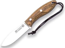 Joker Canadiense CB114-P medžioklinis ir bušido peilis, diržinis peilis su medine rankena, 10,5 cm SANDVIK 14C28N ašmenimis ir odine + ugniai atsparaus plieno įmaute, skirtas žvejybai, medžioklei, stovyklavimui ir žygiams