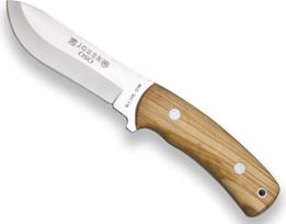 Joker OSO CO54 diržinis peilis su alyvuogių medžio rankena ir MOVA ašmenimis, 12 cm, dantyta nugarine dalimi, skirtas žvejybai, medžioklei, stovyklavimui ir žygiams