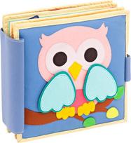 Jolly Designs Pastelinis berniukas pelėda - 6 puslapių Premium rami knyga - Montessori žaislas nuo 1 metų - motorinių įgūdžių ir sensorikos skatinimas - rankų darbo veltinio knyga - edukacinis žaislas mažyliams - užimta knyga