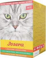 JOSERA Multipack Paté (6 x 85 g) | Adult | Premium klasės drėgnas maistas suaugusioms katėms | Trijų skonių paštetas | Lašišų aliejus | Be grūdų | Šlapias kačių maistas šviežiame maišelyje | Pakuotė po 6 vnt.