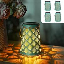 JOYCREATOR saulės žibintai, skirti kabinti lauke, 4 vnt. senovinių saulės žibintų, skirtų naudoti lauke, atsparūs vandeniui IP65, retro LED saulės žibintai, lauko dekoracijos, balkonas, terasa, kiemo medis