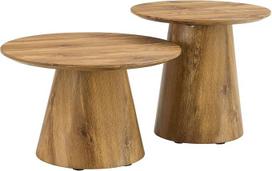 JUFU Apvalus kavos staliukas 2 vnt. Medinis svetainės staliukas 50 cm su MDF stalviršiu ir piltuvėlio formos pagrindu, 60 cm stalas svetainei ir miegamajam, skandinaviško stiliaus