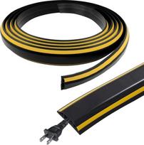 Juodas lipnus kabelių kanalas, 400 cm grindinis kabelių kanalas, pusapvalus, kabelių tvarkyklė, lankstus PVC kabelių apsauginis žarnas, modulinis grindinis žarnų tiltas, skirtas namams, biurui, mokyklai, sandėliui
