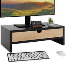 Juodas monitoriaus stovas su stalčiu | Monitoriaus stovas, ergonomiškas medinis monitoriaus pakėlėjas, rašomojo stalo tvarkyklė, monitoriaus pakėlėjas su stalčiu, monitoriaus stovas