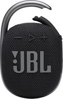 Juodas, vandeniui atsparus nešiojamasis "Bluetooth" garsiakalbis "JBL Clip 4" su praktišku karabinu, iki 10 valandų belaidžio muzikos transliavimo