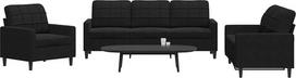 Juodos spalvos aksomo 3 dalių kampinis sofos komplektas su metaliniu rėmu - "Living Room Comfort" Modelis3278356