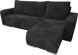 Juodos spalvos "Tilia" kampinė sofa su miego funkcija