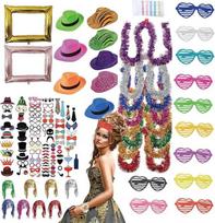 Juokinga gimtadienio šalis Nuotraukų dėžutė Rekvizitai 147 vienetų Nuotraukų rekvizitai gimtadienio šventei Priedai ir dekoravimas Karnavalas Vestuvės Helovinas Kalėdų šalis Dekoravimo priedai Gimtadienio dekoravimas