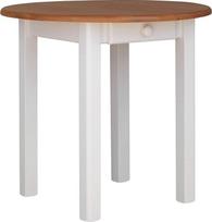 k koma Apvalus pušies stalas 90 cm valgomojo stalas Medinis virtuvės stalas Kietas baltas stalčius Kaimo namų stilius (alksnis)