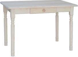 k koma Neapdorotas valgomojo stalas su stalčiumi Virtuvės stalas iš pušies masyvo (70 x 120 cm)