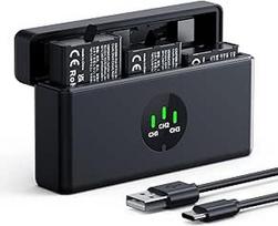 K&F CONCEPT "Osmo Action 5 Pro" akumuliatoriaus pakuotė (3 vnt.) su 3 įkrovikliais, 2100 mAh akumuliatorius, "OSMO Action 5 Pro" akumuliatoriaus įkroviklis, suderinamas su DJI Osmo 360/Action 6Action 5 Pro/Action 4/Action 3 kamera