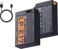 K&F CONCEPT LP-E17 atsarginė baterija, 1050 mAh, USB-C su LED įkrovimo indikatoriumi