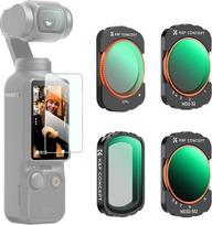 K&F Concept Magnetinis kintamas ND&CPL ir juodos miglos 1/4 filtrų rinkinys DJI Osmo Pocket 3 Creator Combo priedai 4 pakuotės CPL juodas difuzinis 1/4 ND2-32 (1-5 stop) ND32-512(5-9 stop) filtras