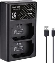 K&F CONCEPT NP-FZ100 dviejų lizdų fotoaparato akumuliatoriaus įkroviklis, greitasis įkroviklis su "Micro USB" ir C tipo prievadu, skirtas "Sony Alpha A7 III", A7R III (A7R3), A9, a6600, a7R IV, "Alpha a9 II", USB kabelio akumuliatoriaus įkroviklis