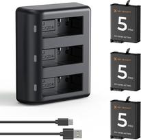K&F CONCEPT OSMO Action 5 fotoaparato baterija 2100 mAh, trigubas baterijos įkroviklis su trimis lizdais ir kortelių dėklas, suderinamas su DJI OSMO Action 5 Pro, Osmo Action 4, Osmo Action 3 ir Osmo 360