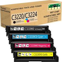 K-ZIN C3220 C3224 tonerio kasetė (su mikroschema) Suderinamas su „Lexmark“ C3220K0, C3220C0, C3220M0, C3220Y0 toneriais. Tinka spausdintuvams C3224, MC3426, MC3326, C3326, C3426, MC3224 (B) CYM, 4 vnt. pakuotė (2000 puslapių)