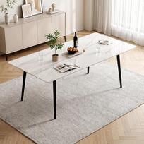 KAANAA valgomojo stalas iš sukepinto akmens, 160 x 80 cm, baltas, modernus stalas | 160 x 80 cm, skirtas 4–6 žmonėms, stalviršis iš sukepinto akmens, marmuro imitacija, atsparus įbrėžimams, atsparus karščiui, lengvai valomas, baltas