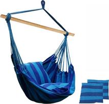 Kabantis krėslas su 2 pagalvėlėmis ir mediniu strypu Kabantis sėdimasis hamakas iki 120 kg Sodo baldų sėdynė Patio kambarys (130 x 100 cm)