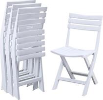 KAIHAOWIN, 4 vnt. plastikinės sulankstomos kėdės, skirtos naudoti patalpose ir lauke: terasoje, sode, paplūdimyje, balkone, verandoje; lengvos ir atsparios vandeniui, baltos spalvos
