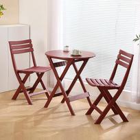 KAIHAOWIN Bistro rinkinys 3 dalių Bistro stalas su 2 kėdėmis Sulankstomas balkono stalo rinkinys 2 žmonėms, mažas plastikinis sodo stalas su 2 kėdėmis, balkono baldai sodui, balkonui, raudonos spalvos