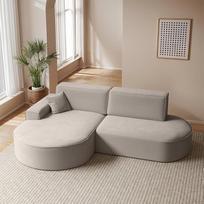 Kaiser Möbel - Kampinė sofa su miego funkcija ir lovos dėže - Kampinė sofa - L formos sofa, gyvenamasis peizažas - Patogi sofa su baldakimu - Modena PRO audinys Salvador šviesiai smėlio spalvos, kairė