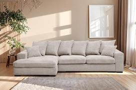 Kaiser Möbel, sofa su miego funkcija, su lovos dėže, sofa lova Gabonas, dizaino L formos sofa, modernaus dizaino sofa, minkštas kampas, laisvai pastatoma, audinys Plush Zoom Pearl Left