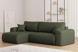 Kaiser Möbel, sofa su miego funkcija, su lovos dėže, Capri sofa lova, dizainerių sofa, modernaus dizaino sofa, minkštas kampas, laisvai pastatoma, audinys Verita tamsiai žalia, kairė