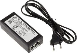 KALEA-INFORMATIQUE Išorinis POE („Power Over Ethernet“) maitinimo šaltinis, keičiantis 220 V į 48 V, 0,5 A; „+“ – 4 ir 5 laiduose, „-“ – 7 ir 8 laiduose. RJ45 įvestis ir išvestis.