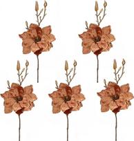 Kalėdinės gėlės, eglutės papuošalai, magnolijos dirbtinės gėlės, 37 cm, blizgios gėlės, eglutės papuošalai, bronzinės dirbtinės gėlės Kalėdų papuošimui, Advento papuošalai, Kalėdų kompozicijos, vazonų papuošimai, vainikų papuošimai