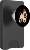 Kalėdų Senelio, Kalėdų eglutės ir lempučių su mopsų motyvu „PopSockets PopWallet“ dėklas, skirtas „MagSafe“