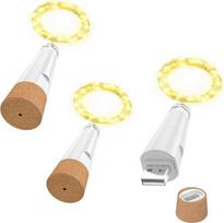 Kalėdų žibintai, USB butelių žibintai su kamšteliais, Kalėdiniai USB žibintai (šilti, 8 pakuotės)