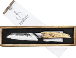 Kaltinis "Katai Santoku" peilis, 14 cm, pagamintas iš japoniško VG10 plieno, kaltas rankomis penkiais sluoksniais, supakuotas į prabangią medinę dėžutę