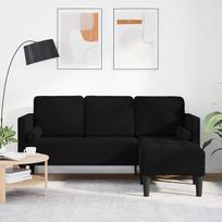 Kampinė sofa juoda 173 x 131 x 67 cm Velveto užvalkalas Tvirta medžiaga, skirta naudoti lauke Šiuolaikinis dizainas su L formos atvėsusiu kampu, skirtas svetainei, terasai, balkonui