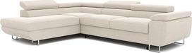 Kampinė sofa su miego funkcija ir lovos dėže 274 x 203 cm - Reguliuojami galvos atlošai - Medžiaginis monolitas - Miegamojo sofa - Miegamojo sofa su lovos dėže - Sofa - Kairė