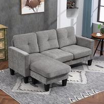 Kampinė sofa, kampinė sofa su dvipusiu šezlongu, L formos sofa, lininis užvalkalas, 186 x 130 x 84 cm, ruda, skirta svetainei, svetainei, sofoms, sofoms, sofoms | HOMELEN