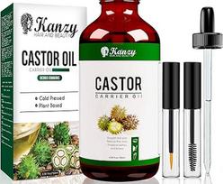 Kanzy Ricinos aliejus šalto spaudimo 100 ml, ricinos aliejus plaukams auginti Natūralus ricinos aliejus kūnui, plaukams, nagams, blakstienoms, antakiams