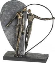 Kasablankos skulptūra "Širdies smūgiai", dekoratyvinė figūra Bronza, pilka, derva Statulėlė Gyvenamasis kambarys, biuro dekoracijos H 31 cm x W 28 cm - Modernios skulptūros Pora, Meilė, Vestuvės, Širdis