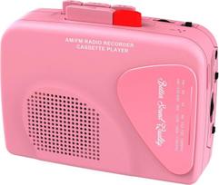 Kasetinis magnetofonas, AM/FM radijas, nešiojamasis „Walkman“ kasetinis magnetofonas, įrašymas į kasetę, įmontuotas garsiakalbis, rankinis įrašymas – T201 (rožinis)