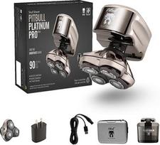 Kaukolės skustuvas "Pitbull Platinum Pro PX5" - elektrinis skustuvas vyrams - belaidis, įkraunamas, šlapias ir sausas, ergonomiškas, skirtas plikimui - su skalavimo stovu ir kelioniniu dėklu - su papildomais ašmenimis