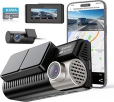 KAWA Real 4K Dash Cam Front Rear, UHD 4K+1080P Dash Cams su 64G Micro SD kortele, AI-ISP Real Colour Night Vision, GPS, G jutiklis, AI Parking Motion Detection, 3.16 IPS ekranas, WDR, D11