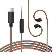 KBEAR KS1 IEM laidas, „Type-C“ USB-C ausinių laidas, CCZ C02 OFC ausinių prailginimo laidas, skirtas CCZ DC01 Pro, DC02, DC03, MC02, KS2, „Coffee Bean“, BC01 Pro (TFZ jungtys su mikrofonu, rudos spalvos, 1,2 m)