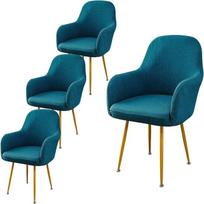 Kėdžių užvalkalai su porankiais Stretch Chair Cover, rinkinys 1/2/4/6, universalus kėdžių dangtis, valgomojo kėdės, kukurūzų grūdų aksomas Cyan Armchair Protective Cover Office High-Back Chair Cover (spalva: L, dydis: 4 Pièce)