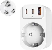 Kelioninis adapteris, skirtas Pietų Afrikai, „THUNIX“ adapteris su Pietų Afrikos tipo M kištuku, turintis 2 USB-C ir USB-A jungtis, mini kelioninis kištukas, skirtas Namibijai, Botsvanai, Lesotui, Mozambikui, Svazilandui (baltas)