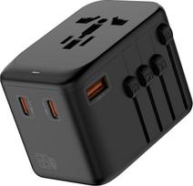 Kelioninis adapteris, skirtas naudoti visame pasaulyje, „Massway“ universalus kelioninis kištukas, 65 W GaN greitojo įkrovimo funkcija su 3 USB-C PD ir 1 USB-A QC jungtimis, tarptautinis kištukinis įkroviklis, skirtas naudoti JAV, Europoje ir Jungtinėje K