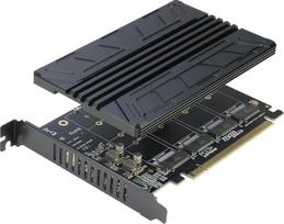 Keturių prievadų NVMe PCIe adapteris, „RIITOP“ 4 prievadų NVMe į PCIe Express 4.0/3.0 x16 išplėstinė valdiklio plokštė su aušintuvu, skirta „M-Key“ M.2 NVMe SSD (reikalingas PCIe šakotuvas)