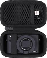 Khanka "Canon PowerShot SX740 HS/G7 X Mark II/Mark III/V1" skaitmeninio fotoaparato kietasis dėklas su rankena ir petnešėle (tik krepšys) (juodas)
