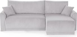 KHG kampinė sofa 235 x 85 x 146 cm, šviesiai pilkos spalvos, dešiniąja puse, su miego funkcija ir daiktų dėže, iš velvetinio audinio, šiuolaikinio dizaino, jauki ir patvari, sofa-lova, skirta svetainei