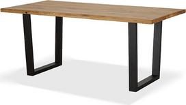 KHG valgomojo stalas iš masyvios ąžuolo medienos, padengtas alyva, su juodu U formos rėmu – 180 x 90 cm – skirtas 6–8 žmonėms – modernus valgomojo stalas su tvirtu metaliniu rėmu, virtuvės stalo maksimali apkrova – 100 kg